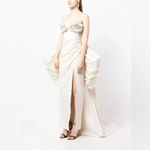 NWT Rachel Gilbert Romy Gown Dress Detachable Train Cream Ivory White